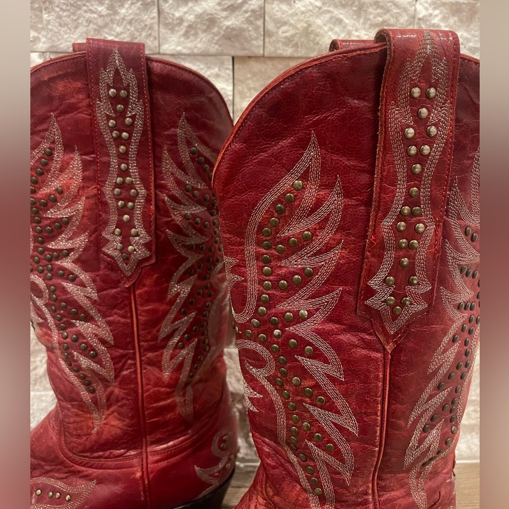 OLD GRINGO Red Embroidered Western Studded Cowboy Boots - Picture 10 of 14